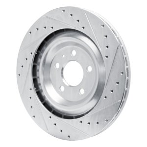 Porsche Macan Brake Rotor (1) - Rear Right - R1 Concepts - Drilled & Slotted - Silver - `15-`18